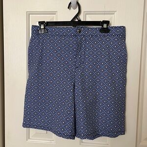 Lands' End men lined Navy Geometric Print Shorts or swim trunks